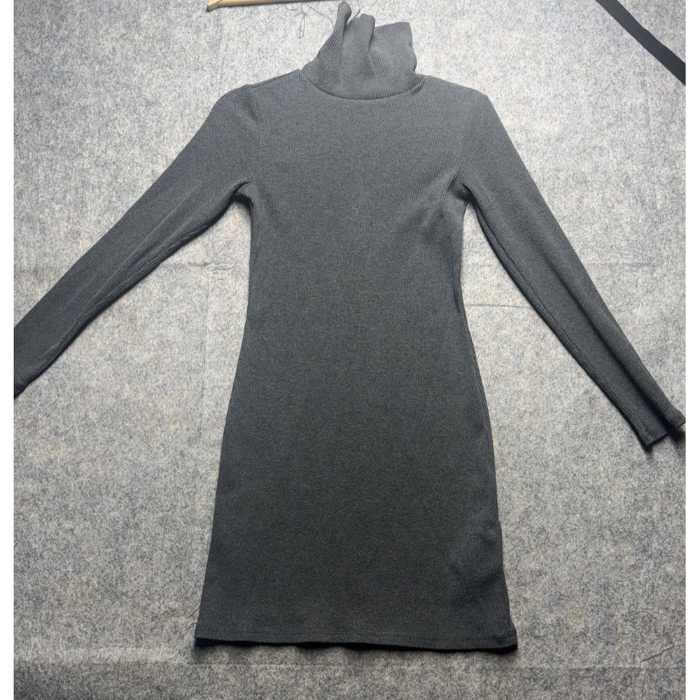 Old Navy Women Dress Size S Gray Long Sleeves Bodycon Turtle Neck Cotton Blend